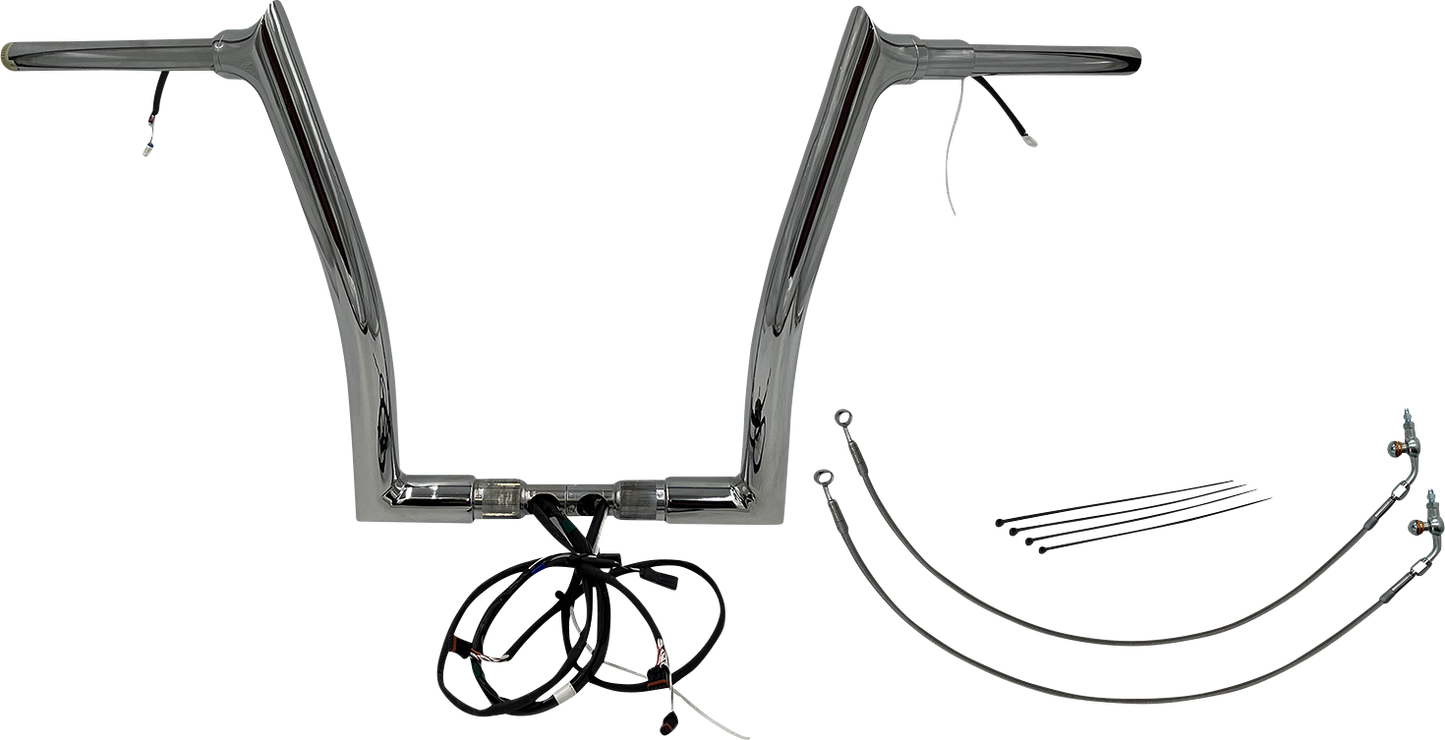 FAT BAGGERS INC. EZ Install Wired 1-1/2" Pointed Top Handlebar Kit - 14" - Chrome 801314