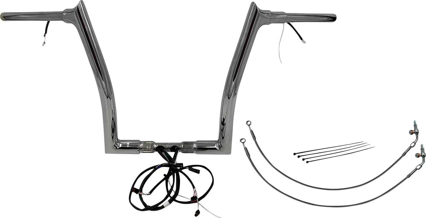 FAT BAGGERS INC. EZ Install Wired 1-1/2" Pointed Top Handlebar Kit - 14" - Chrome 801314