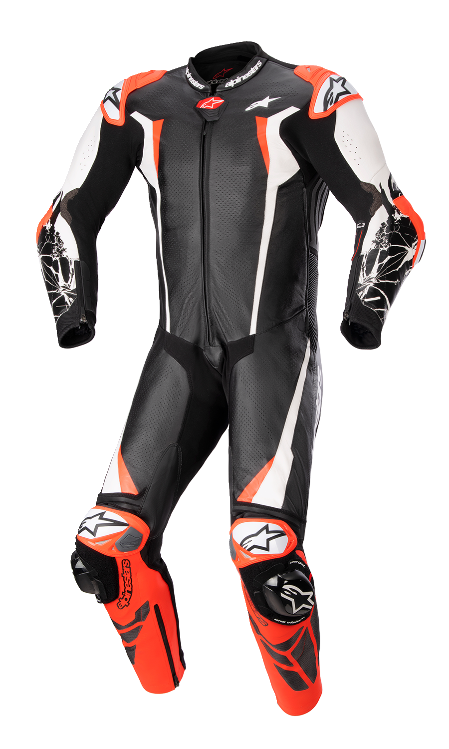ALPINESTARS Racing Absolute v2 1-Piece Leather Suit - Black/White/Red Fluo - US 48 / EU 58 3156323123158