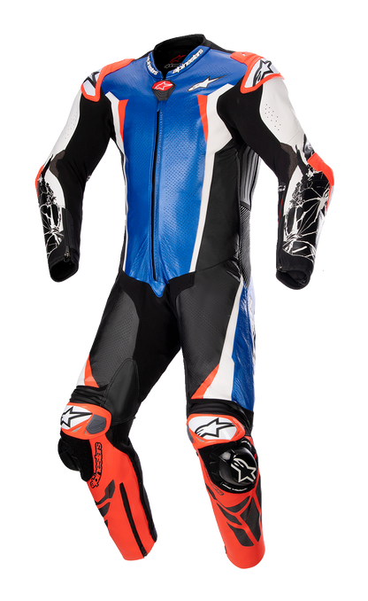 ALPINESTARS Racing Absolute v2 1-Piece Leather Suit - Metallic Blue/Black/White/Red Fluo - US 38 / EU 48 3156323718348