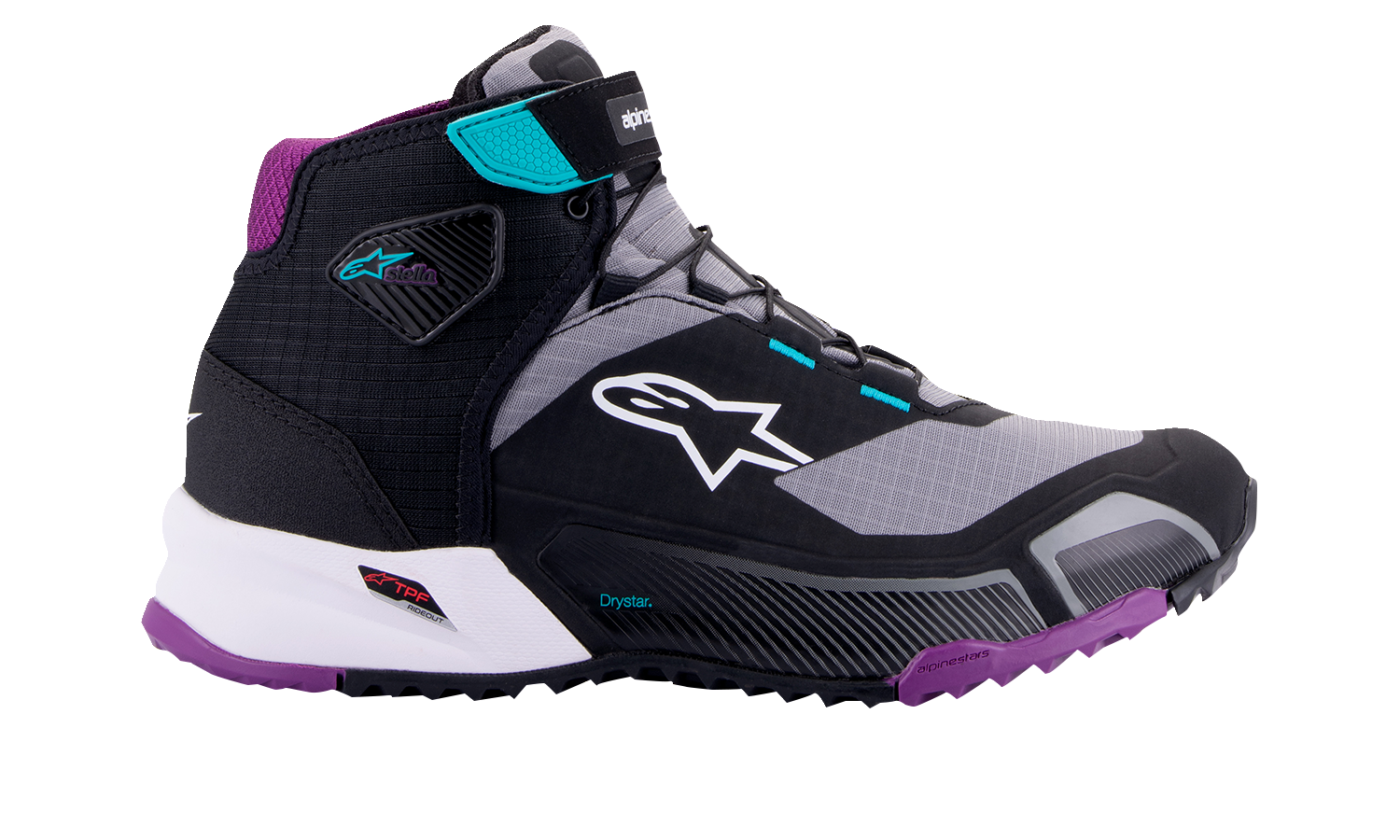ALPINESTARS Stella CR-X Drystar® Shoes - Black/Gray/Teal/Purple - US 9.5 2611523137095