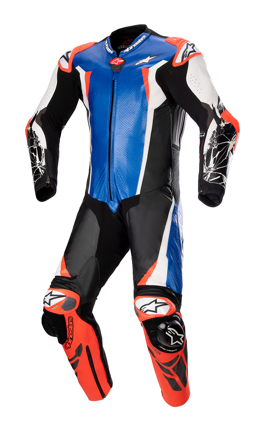 ALPINESTARS Racing Absolute v2 1-Piece Leather Suit - Metallic Blue/Black/White/Red Fluo - US 46 / EU 56 3156323718356