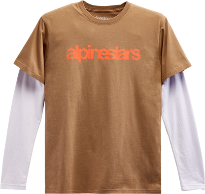 ALPINESTARS Stack Long-Sleeve Knit T-Shirt - Sand/Warm Red - 2XL 12137130023312X
