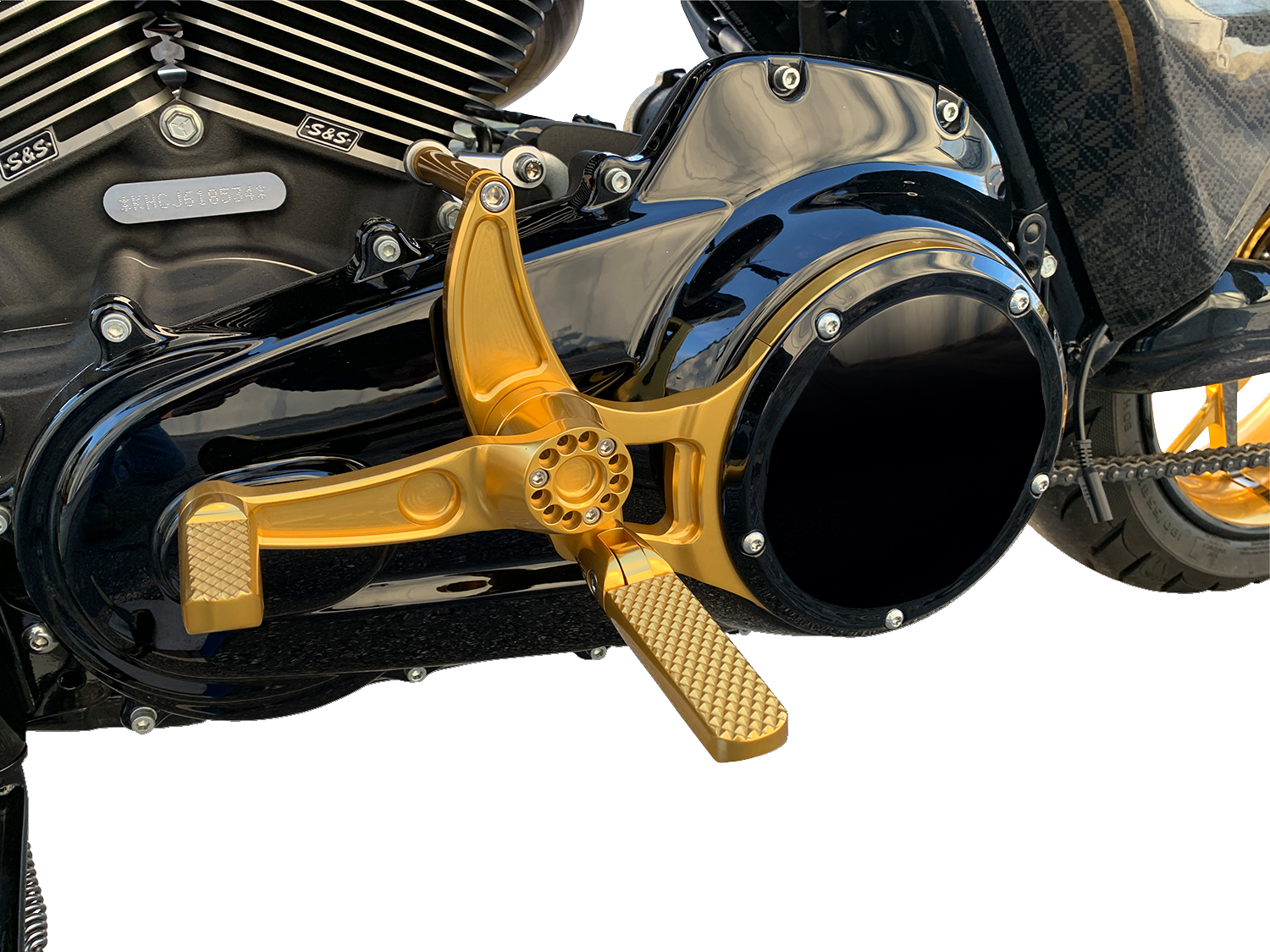 HAWG HALTERS Mid Control Conversion Kit - Gold - Knurled Pegs - FLH/FLT MCK-FH16GS-FK