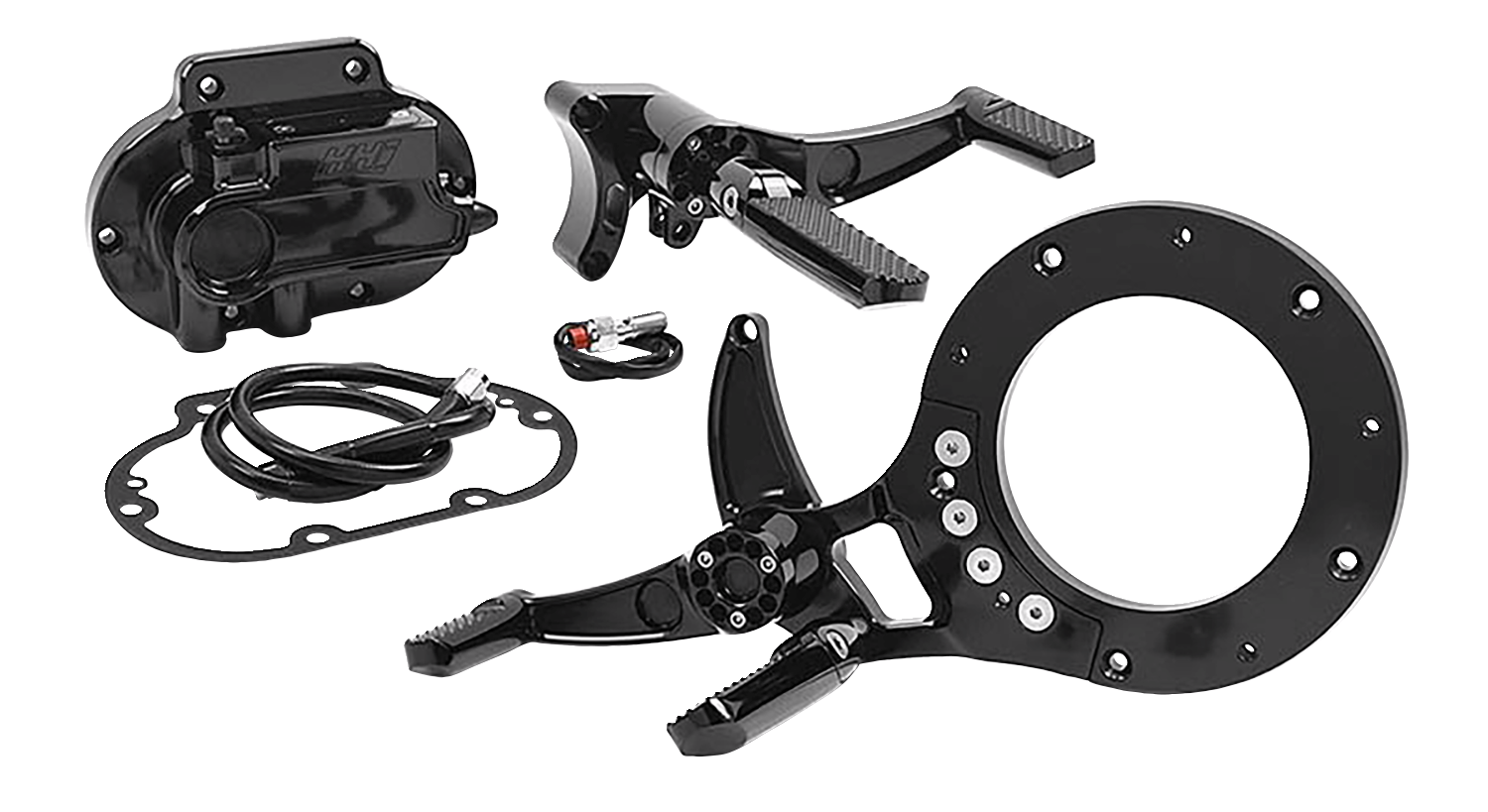HAWG HALTERS Mid Control Conversion Kit - Black - Knurled Pegs - FLH/FLT MCK-FH16AS-FK