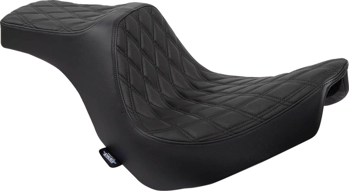 DRAG SPECIALTIES SEATS Predator III 2-Up Seat - Vinyl - Double Diamond - Black Stitching - FL/FX '18-'24 0802-1491