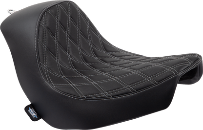 DRAG SPECIALTIES SEATS Solo Seat - Double Diamond - Silver Stitching - FL/FX '18-'23 0802-1514