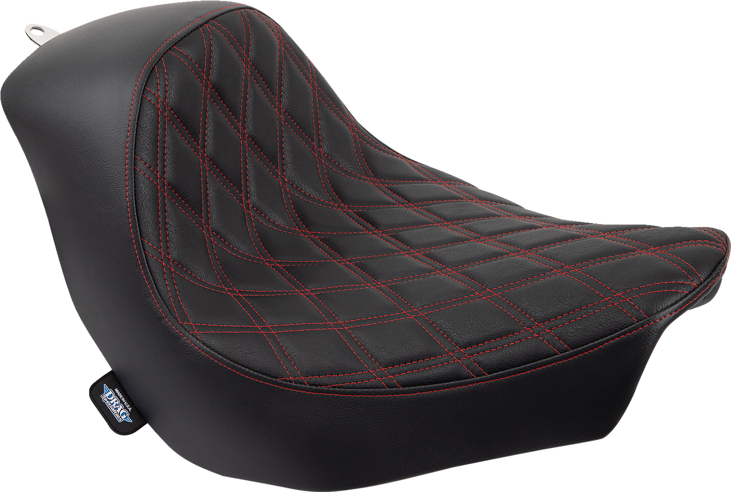 DRAG SPECIALTIES SEATS Solo Seat - Double Diamond - Red Stitching - FL/FX '18-'23 0802-1515