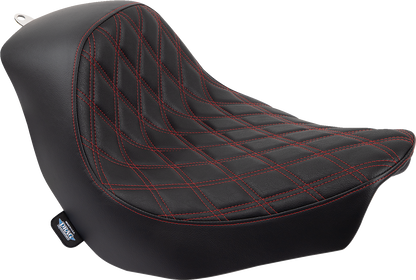DRAG SPECIALTIES SEATS Solo Seat - Double Diamond - Red Stitching - FL/FX '18-'23 0802-1515