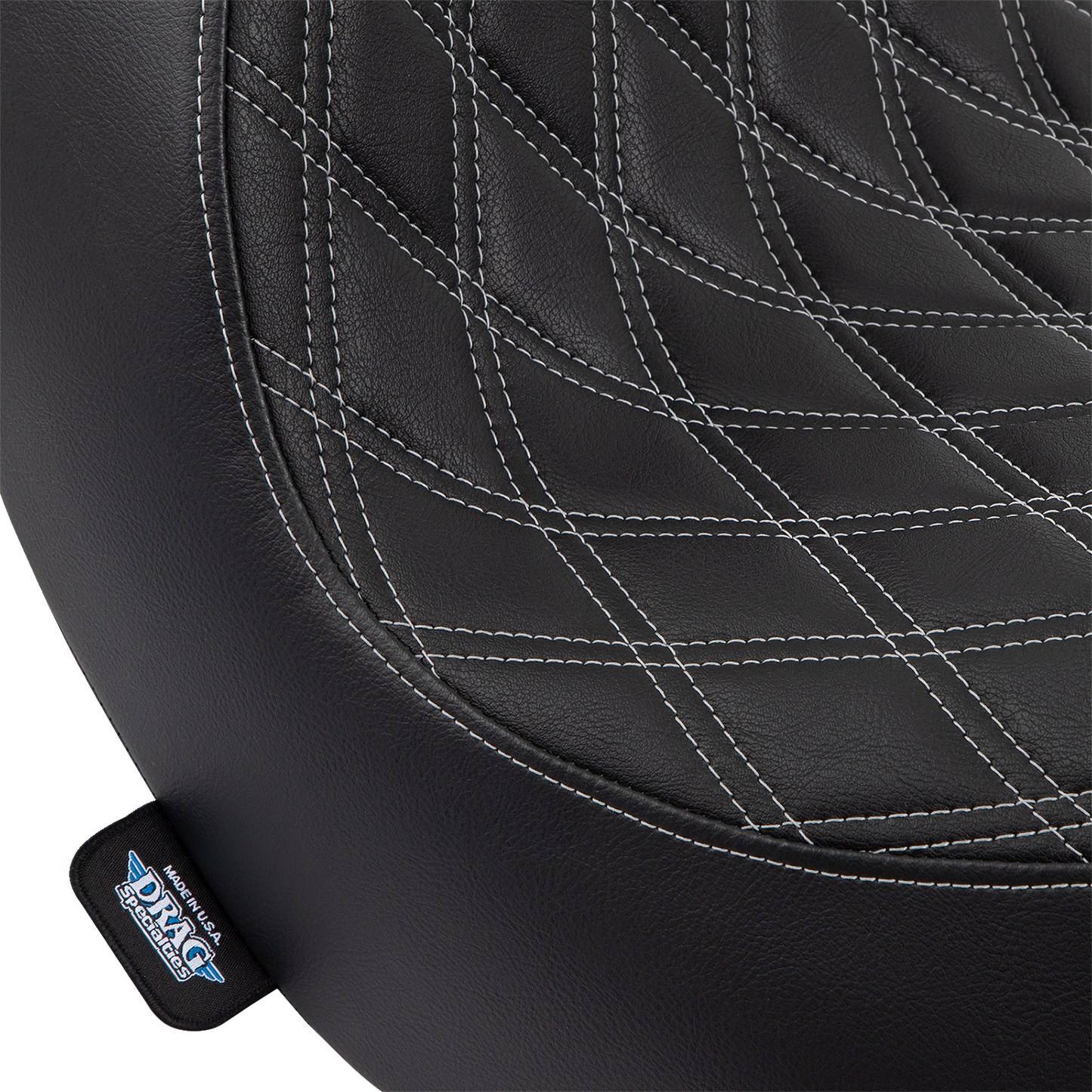 DRAG SPECIALTIES SEATS Solo Seat - Double Diamond - Silver Stitching - FL/FX '18-'23 0802-1514