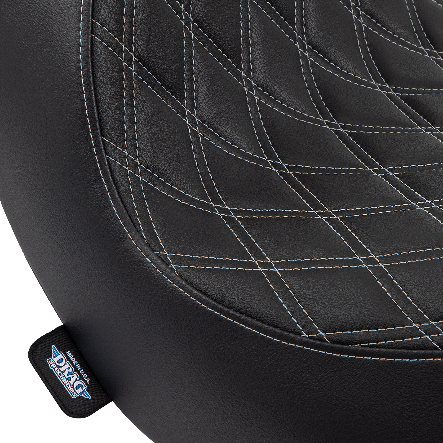 DRAG SPECIALTIES SEATS Solo Seat - Double Diamond - Silver Stitching - FL/FX '18-'23 0802-1514