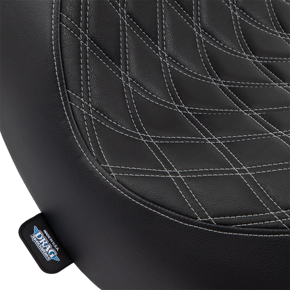 DRAG SPECIALTIES SEATS Solo Seat - Double Diamond - Silver Stitching - FL/FX '18-'23 0802-1514
