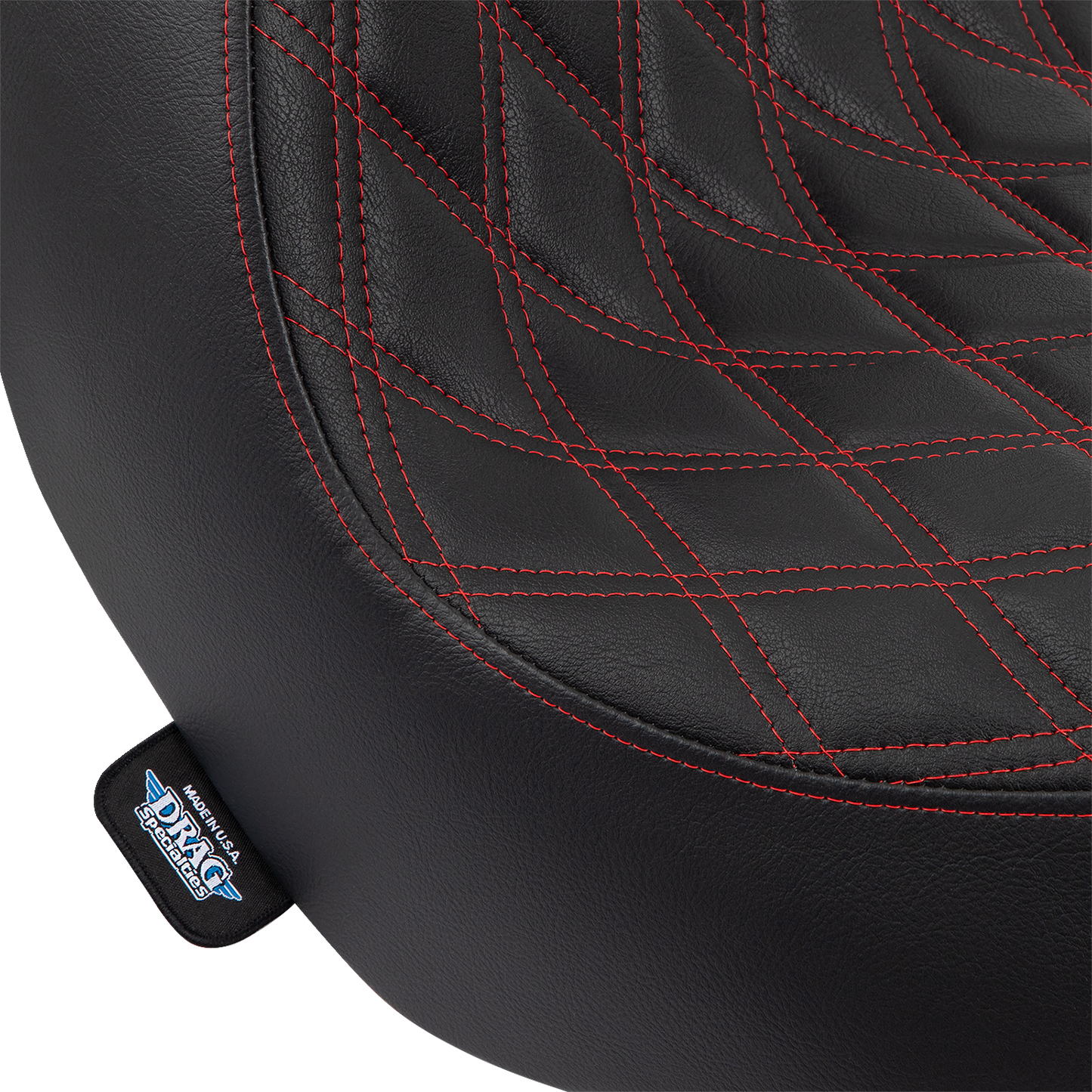 DRAG SPECIALTIES SEATS Solo Seat - Double Diamond - Red Stitching - FL/FX '18-'23 0802-1515