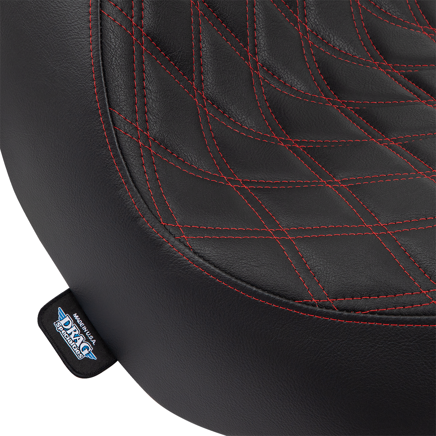 DRAG SPECIALTIES SEATS Solo Seat - Double Diamond - Red Stitching - FL/FX '18-'23 0802-1515