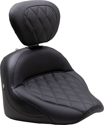 MUSTANG Solo Touring Seat - w/ Driver Backrest - Black - Diamond Stitch - Chief '22-'23 89740