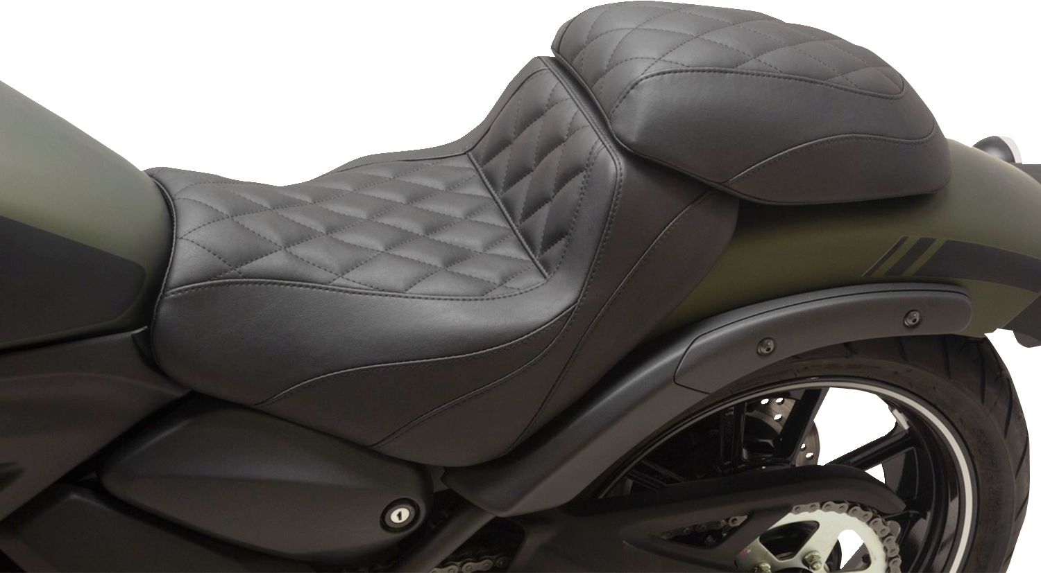 MUSTANG Squareback/Fastback Solo Seat - Black - Diamond Stitch - Vulcan S '15-'23 76430