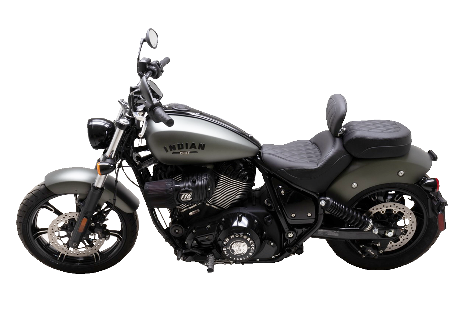 MUSTANG Solo Touring Seat - w/ Driver Backrest - Black - Diamond Stitch - Chief '22-'23 89740