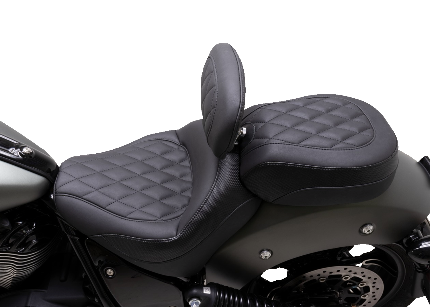 MUSTANG Solo Touring Seat - w/ Driver Backrest - Black - Diamond Stitch - Chief '22-'23 89740