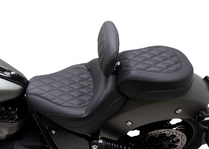 MUSTANG Solo Touring Seat - w/ Driver Backrest - Black - Diamond Stitch - Chief '22-'23 89740