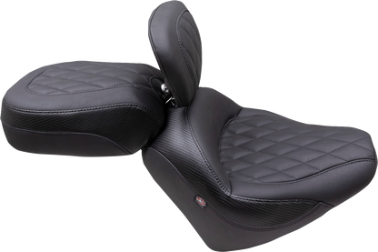 MUSTANG Solo Touring Seat - w/ Driver Backrest - Black - Diamond Stitch - Chief '22-'23 89740