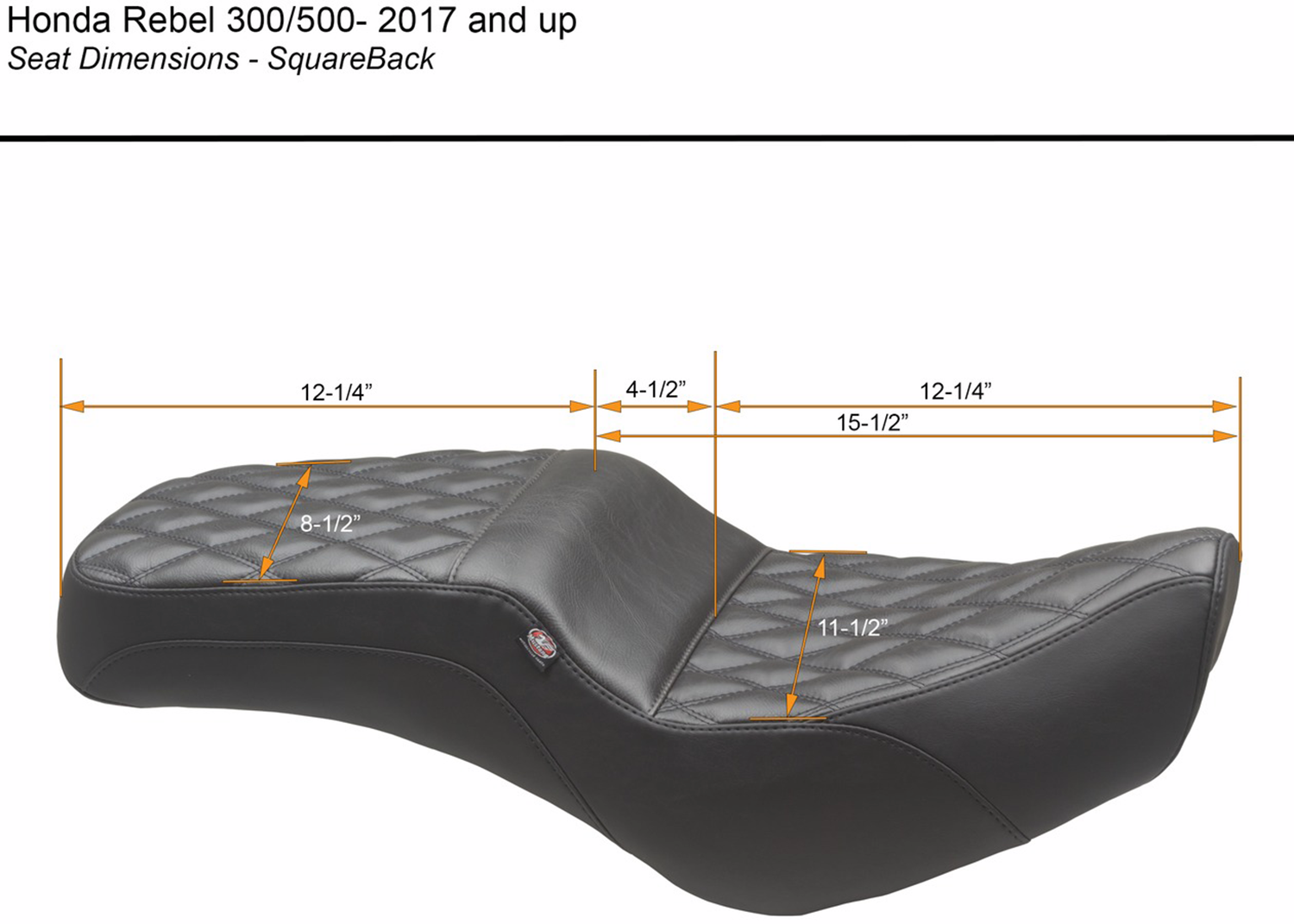MUSTANG Squareback Seat - Black - Double Diamond - Rebel 300/500 '17-'23 84003