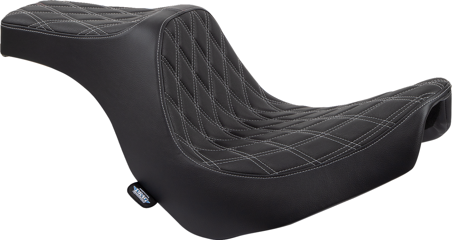 DRAG SPECIALTIES SEATS Predator III 2-Up Seat - Vinyl - Double Diamond - Silver Stitching - FL/FX '18-'24 0802-1493