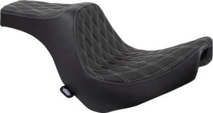 DRAG SPECIALTIES SEATS Predator III 2-Up Seat - Vinyl - Double Diamond - Silver Stitching - FL/FX '18-'24 0802-1493