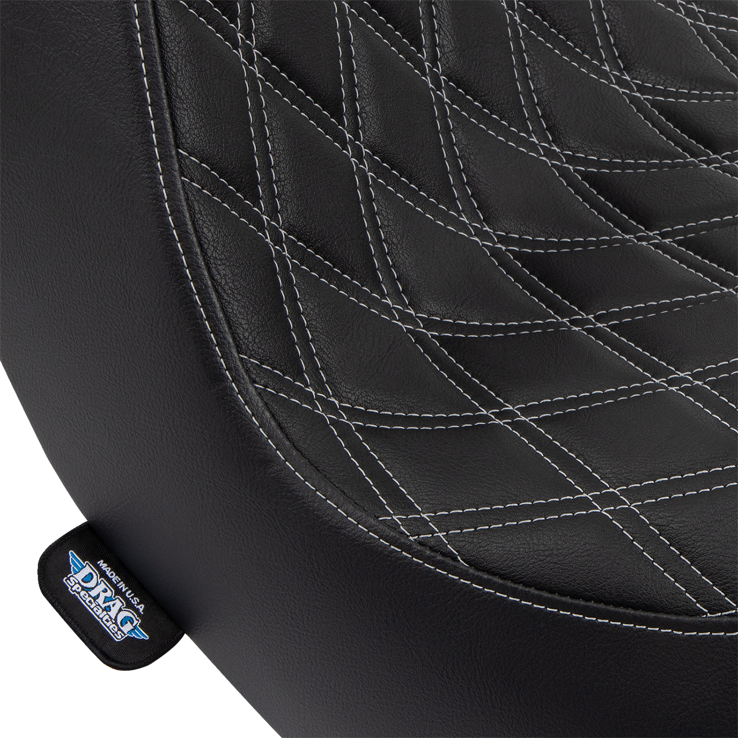DRAG SPECIALTIES SEATS Predator III 2-Up Seat - Vinyl - Double Diamond - Silver Stitching - FL/FX '18-'24 0802-1493