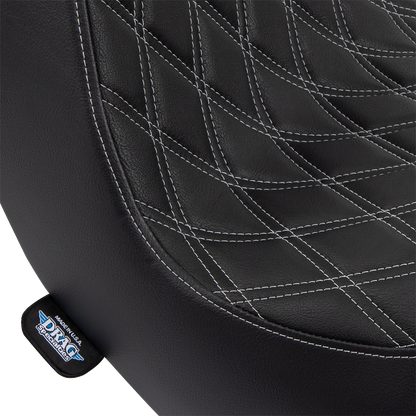 DRAG SPECIALTIES SEATS Predator III 2-Up Seat - Vinyl - Double Diamond - Silver Stitching - FL/FX '18-'24 0802-1493
