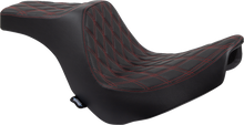DRAG SPECIALTIES SEATS Predator III 2-Up Seat - Vinyl - Double Diamond - Red Stitching - FL/FX '18-'24 0802-1492