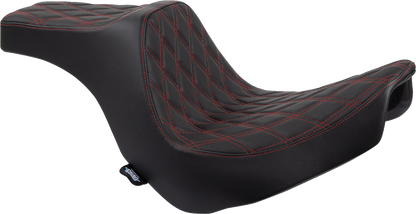 DRAG SPECIALTIES SEATS Predator III 2-Up Seat - Vinyl - Double Diamond - Red Stitching - FL/FX '18-'24 0802-1492