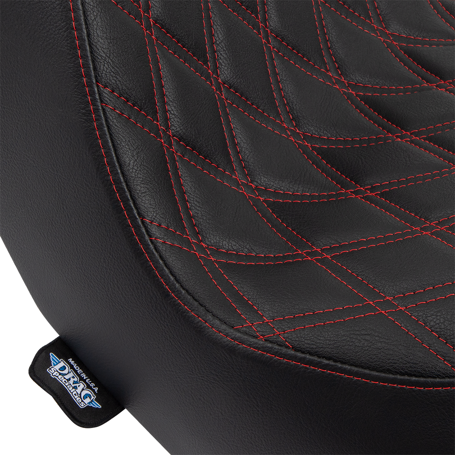 DRAG SPECIALTIES SEATS Predator III 2-Up Seat - Vinyl - Double Diamond - Red Stitching - FL/FX '18-'24 0802-1492