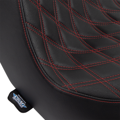 DRAG SPECIALTIES SEATS Predator III 2-Up Seat - Vinyl - Double Diamond - Red Stitching - FL/FX '18-'24 0802-1492