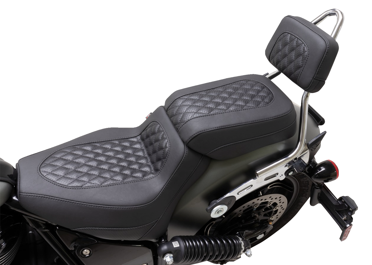 MUSTANG Squareback Sissy Bar Pad - Black - Diamond Stitch - Chief '22-'23 88206