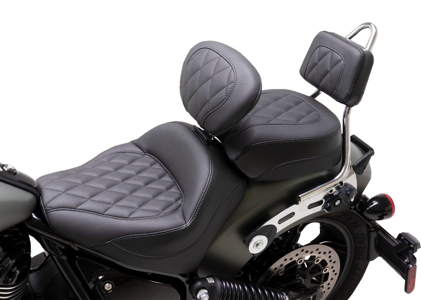 MUSTANG Touring Sissy Bar Pad - Standard - Black - Diamond Stitch - Chief '22-'23 88205
