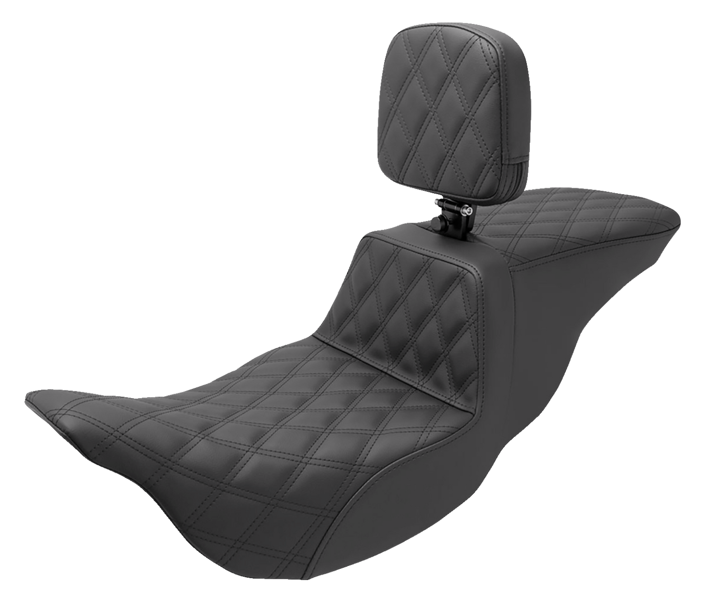 SADDLEMEN Tour Step-Up Seat - Rider Backrest - Full Lattice Stitch - FL '08-'24 808-07B-195BR