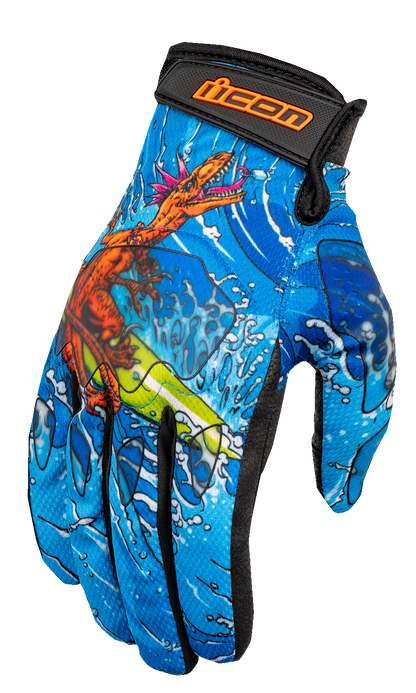 ICON Hooligan™ Dino Fury Gloves - Blue - XL 3301-4638