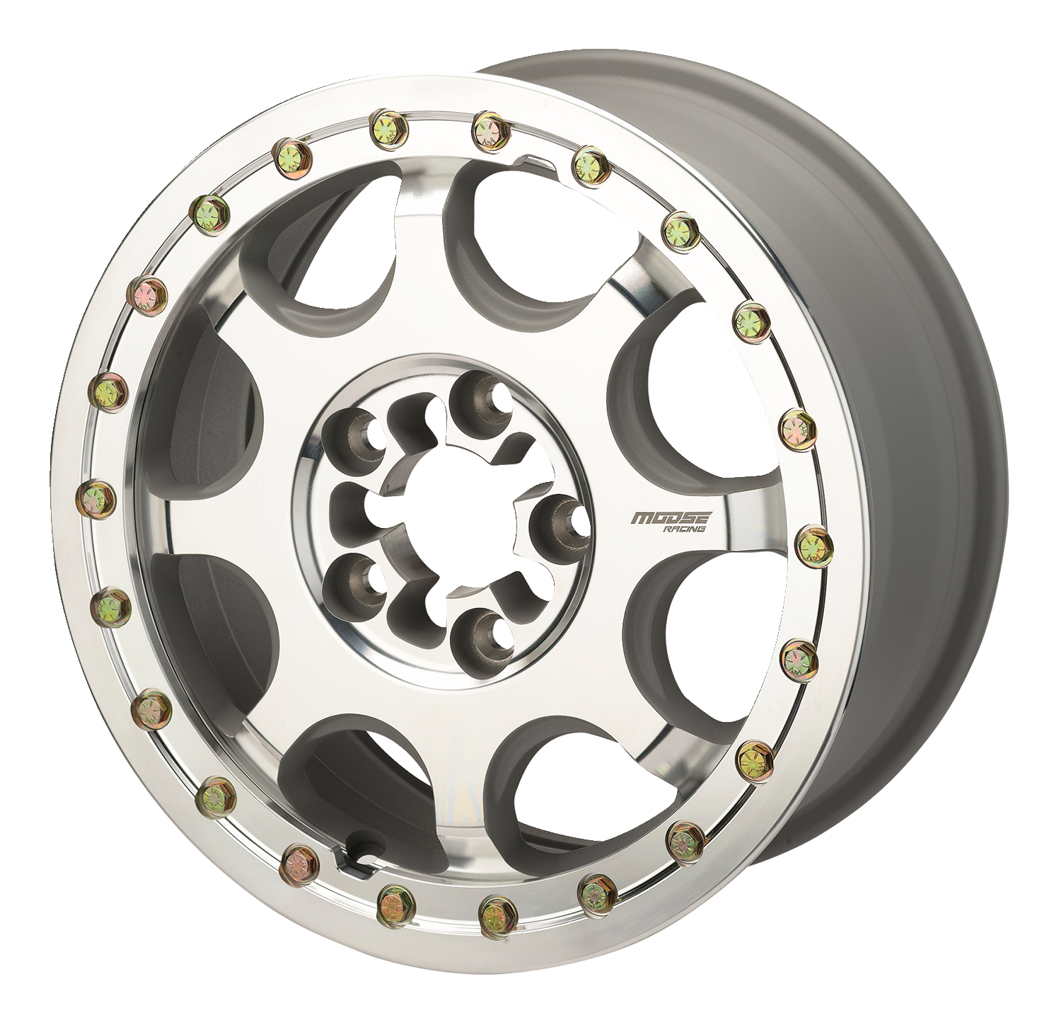MOOSE OFFROAD Wheel - 351X - 5-Lug/Beadlock - Front/Rear - Machined - 15x7 - 5/4.5 - 5+2 351BM157545CF64