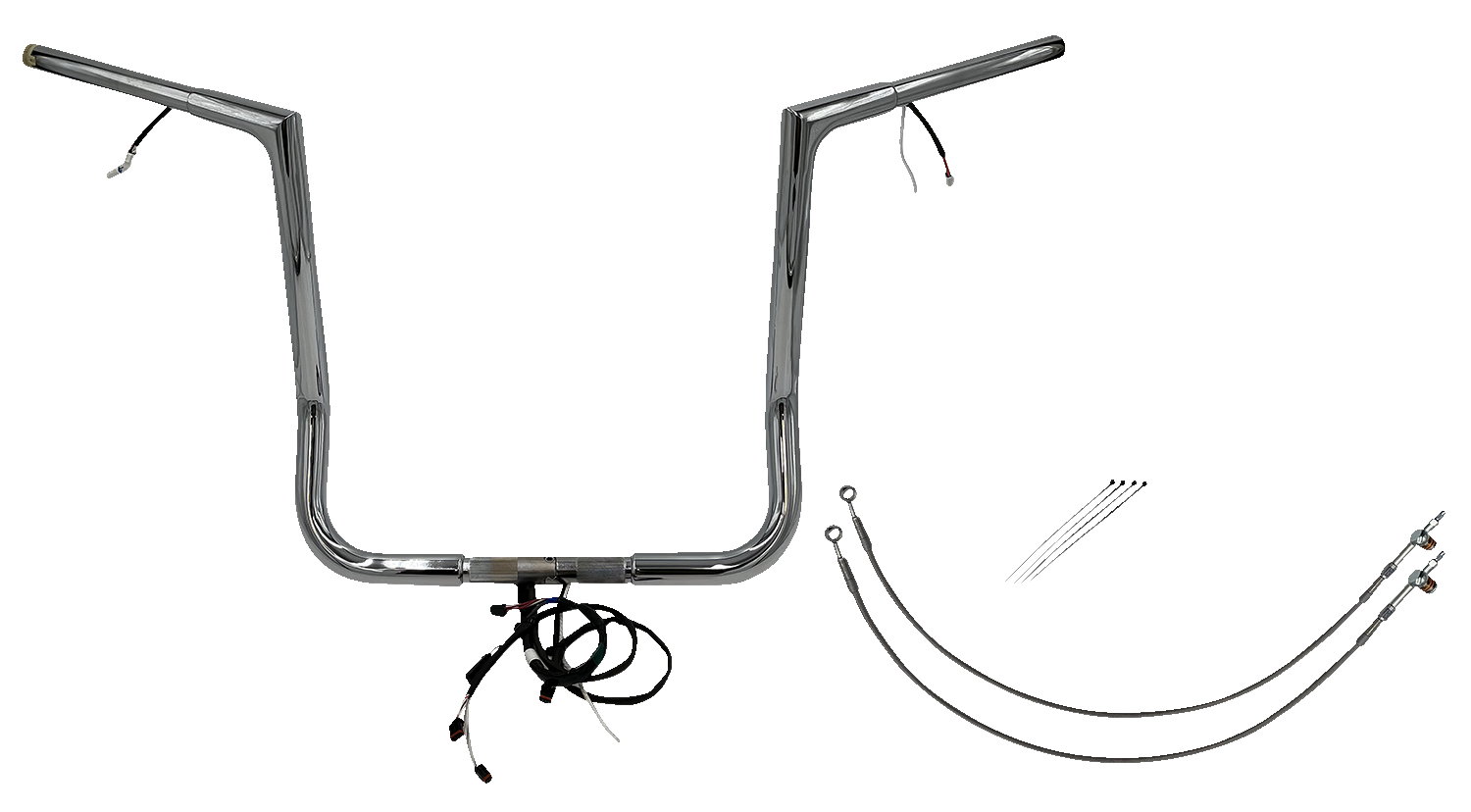 FAT BAGGERS INC. EZ Install Wired 1-1/4" Flat Top Handlebar Kit - 16" - Chrome 702216