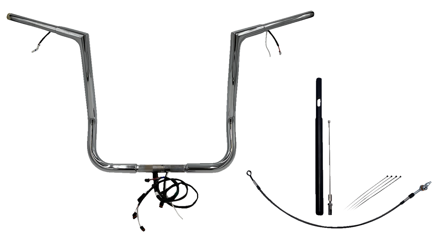 FAT BAGGERS INC. EZ Install Wired 1-1/4" Flat Top Handlebar Kit - 16" - Chrome 712016