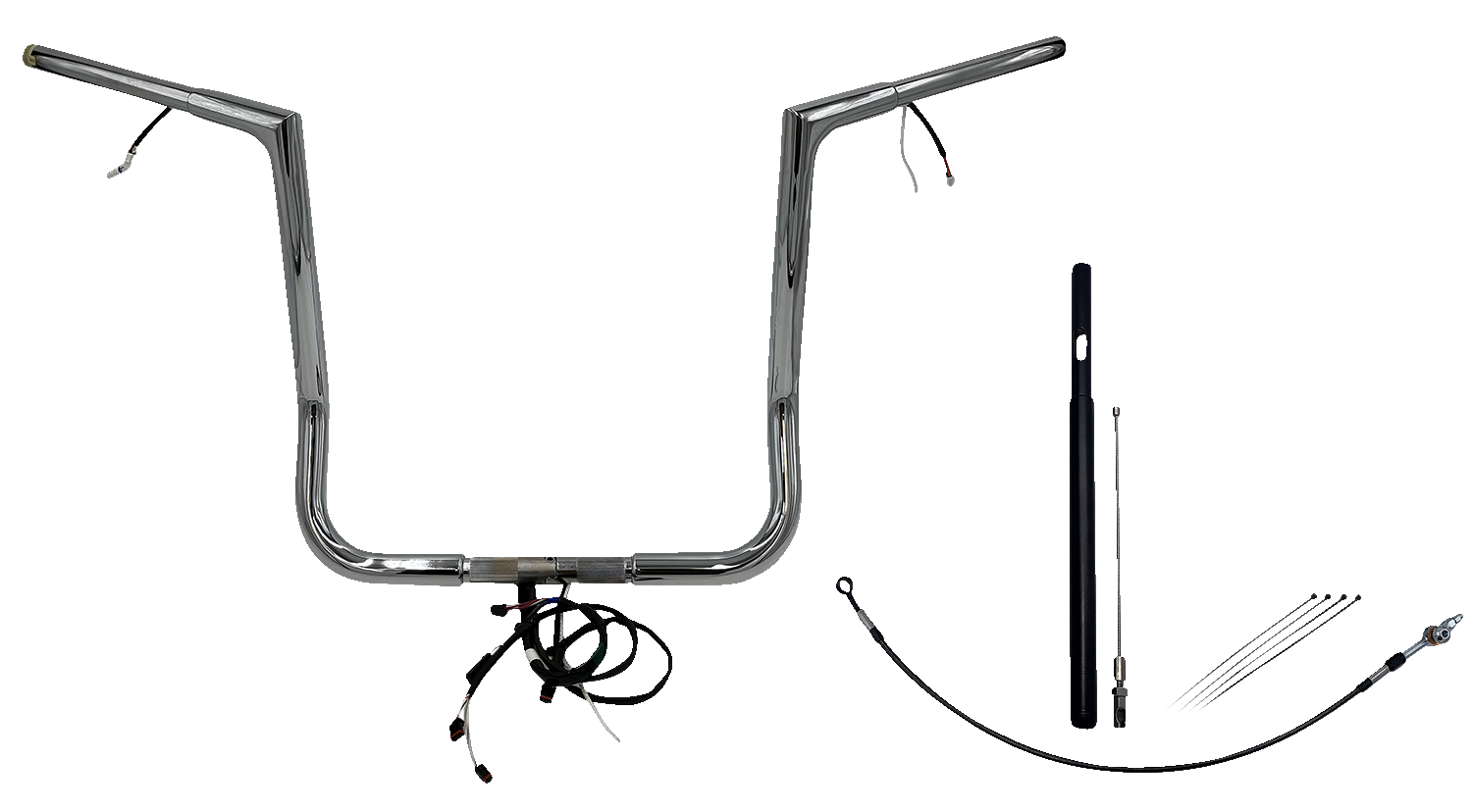 FAT BAGGERS INC. EZ Install Wired 1-1/4" Flat Top Handlebar Kit - 16" - Chrome 712016