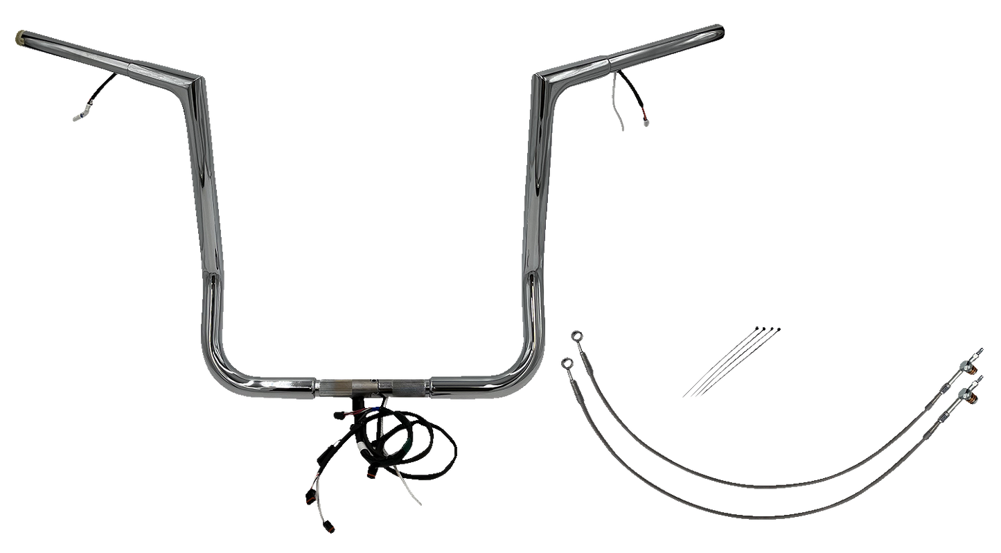 FAT BAGGERS INC. EZ Install Wired 1-1/4" Flat Top Handlebar Kit - 16" - Chrome 701216