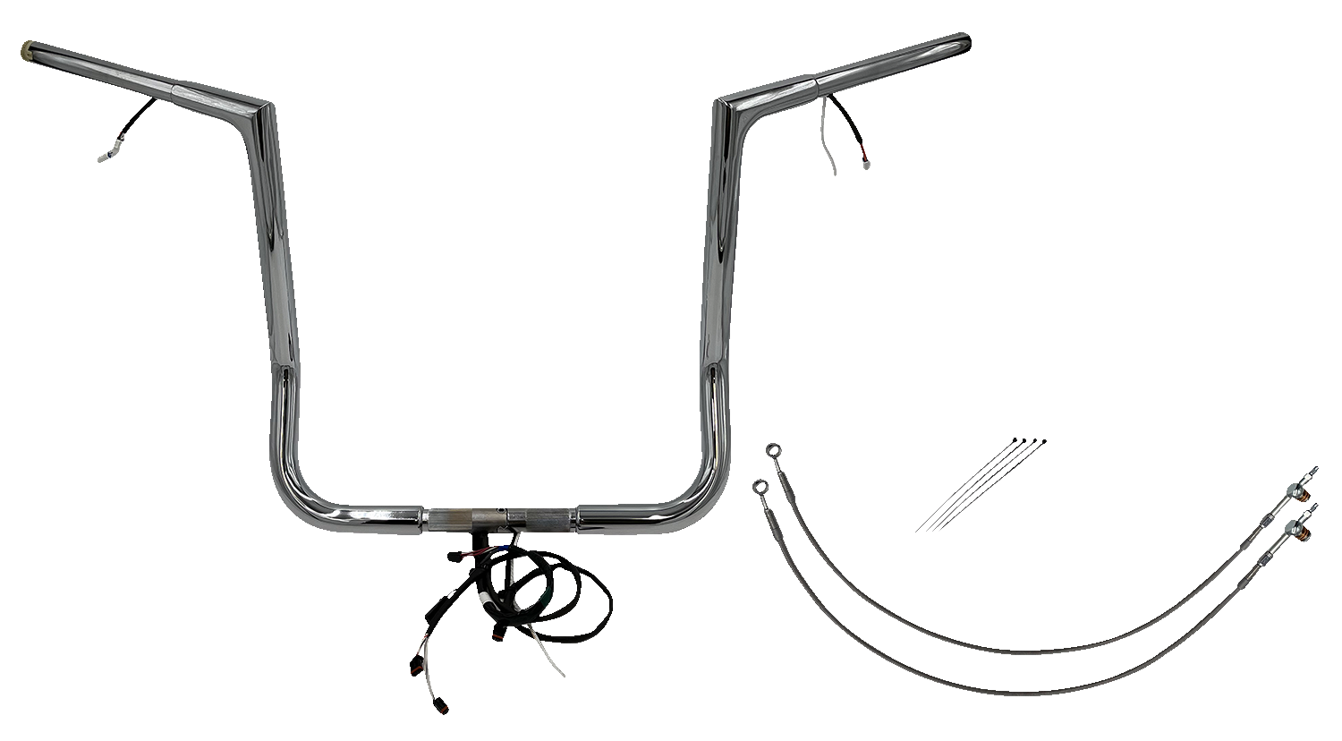 FAT BAGGERS INC. EZ Install Wired 1-1/4" Flat Top Handlebar Kit - 16" - Chrome 701216