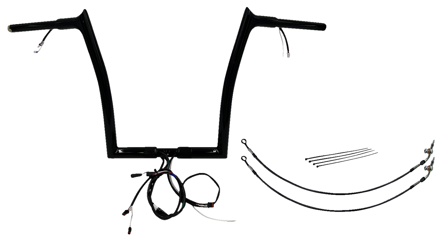 FAT BAGGERS INC. EZ Install Wired 1-1/4" Pointed Top Handlebar Kit - 14" - Black 901914-B