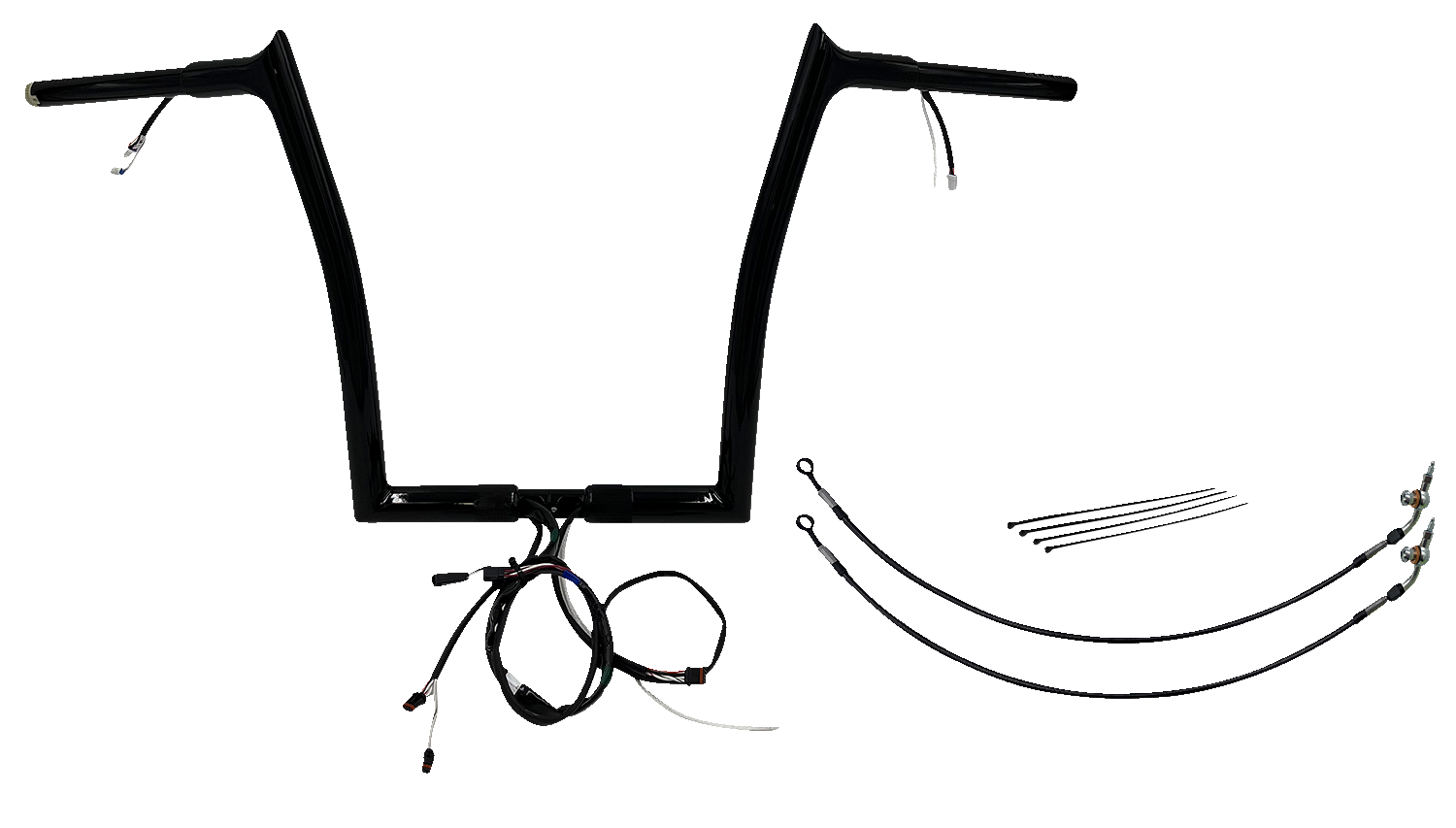 FAT BAGGERS INC. EZ Install Wired 1-1/4" Pointed Top Handlebar Kit - 14" - Black 901914-B