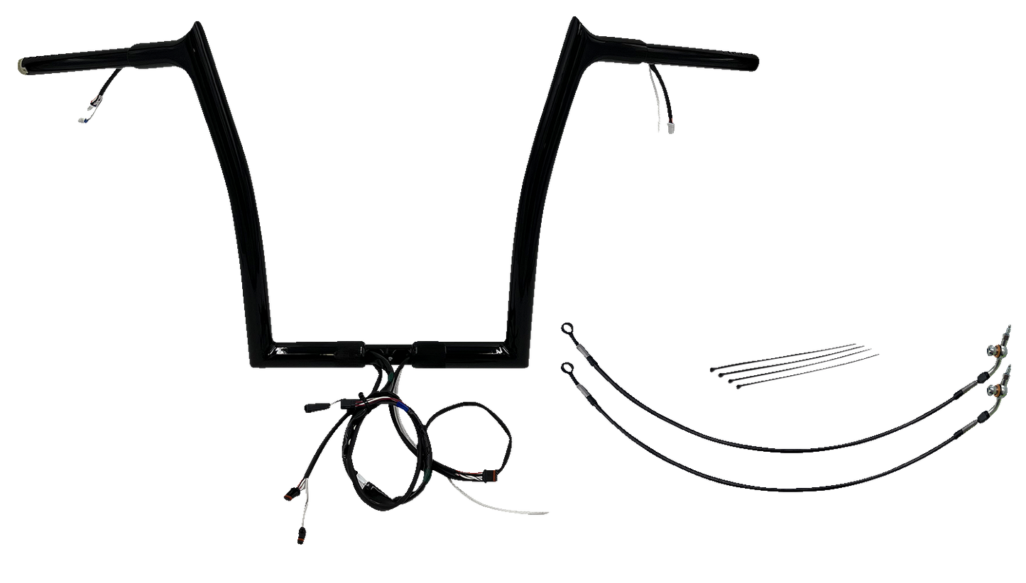 FAT BAGGERS INC. EZ Install Wired 1-1/4" Pointed Top Handlebar Kit - 14" - Black 902914-B