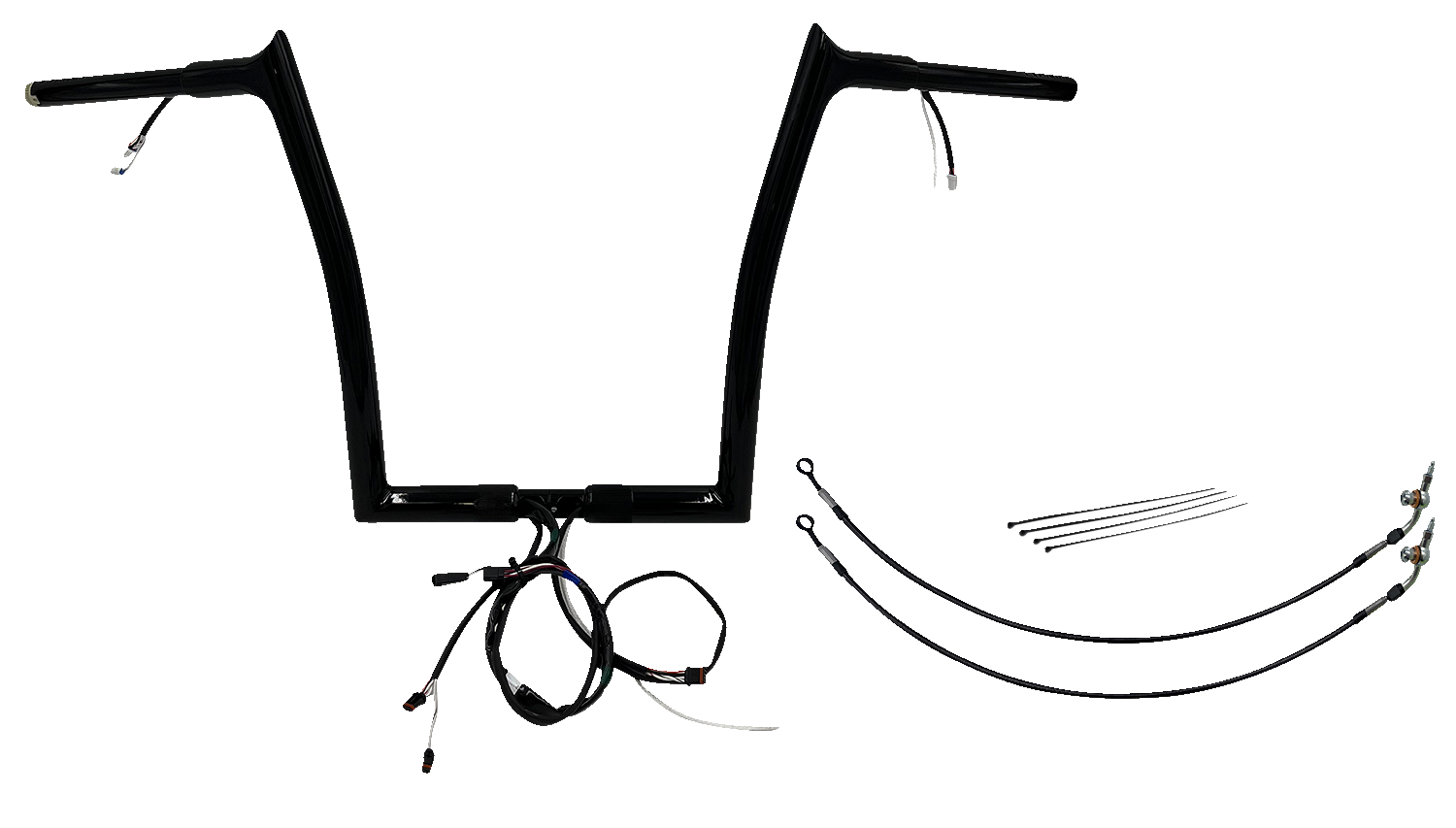 FAT BAGGERS INC. EZ Install Wired 1-1/4" Pointed Top Handlebar Kit - 14" - Black 902914-B