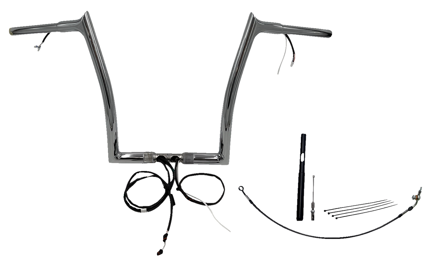 FAT BAGGERS INC. EZ Install Wired 1-1/4" Pointed Top Handlebar Kit - 14" - Chrome 912914
