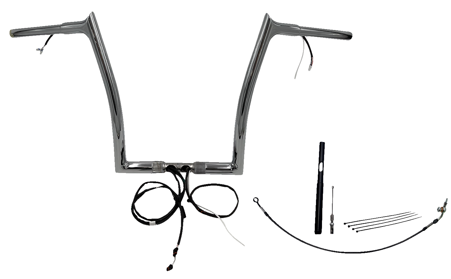 FAT BAGGERS INC. EZ Install Wired 1-1/4" Pointed Top Handlebar Kit - 14" - Chrome 912914