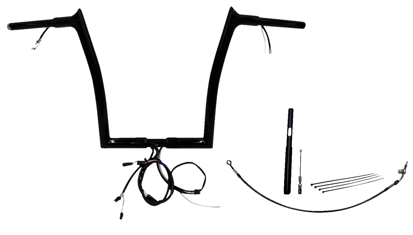 FAT BAGGERS INC. EZ Install Wired 1-1/4" Pointed Top Handlebar Kit - 14" - Black 912914-B